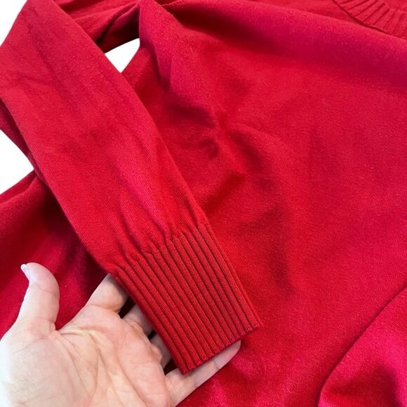 Lark & Ro Red Crewneck Side Split Sweater | Size L - Picture 8 of 12